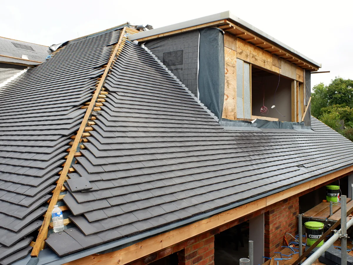 Plain tile re roof around dormer