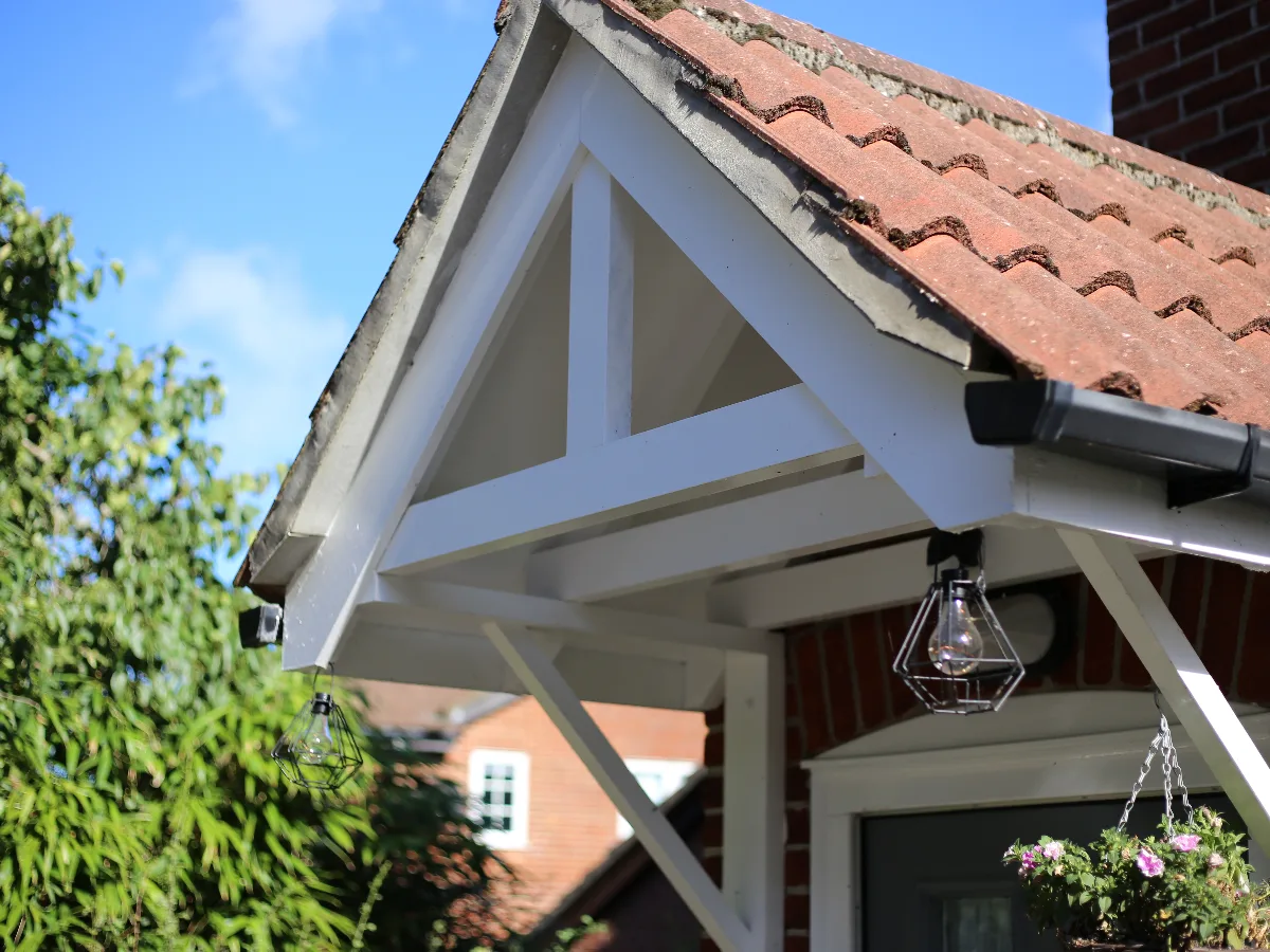 Porch canopy roof and gutter