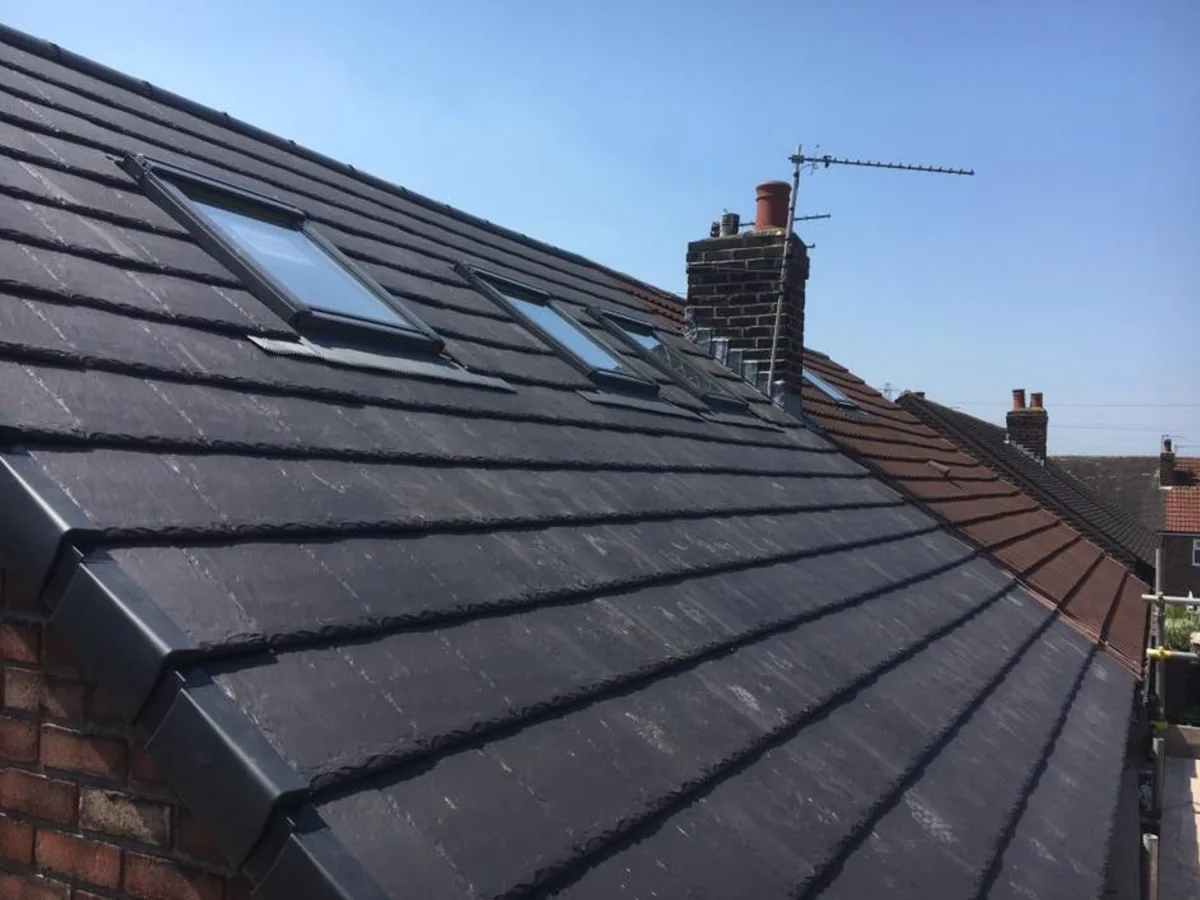 Finished slate effect roof and chimney