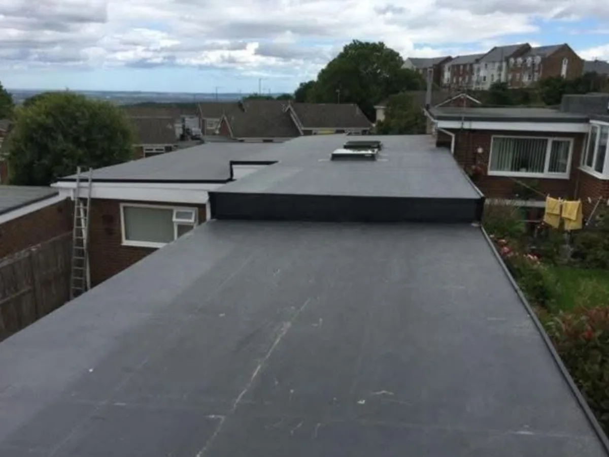 A low flat roof on a single-storey building